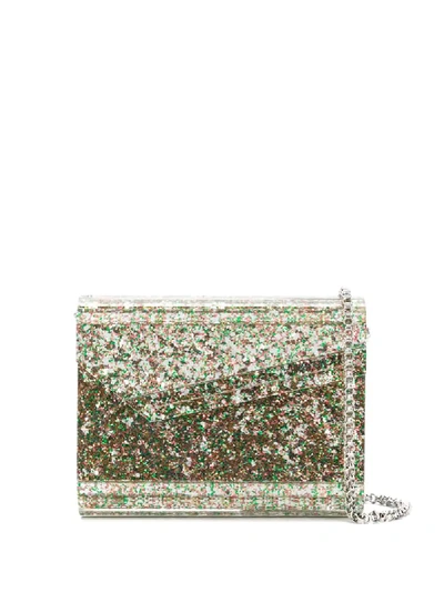 Shop Jimmy Choo Candy Glitter-embellished Crossbody Bag In Green