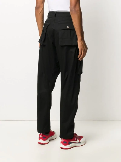 Shop Les Hommes Pleated Cargo Trousers In Black