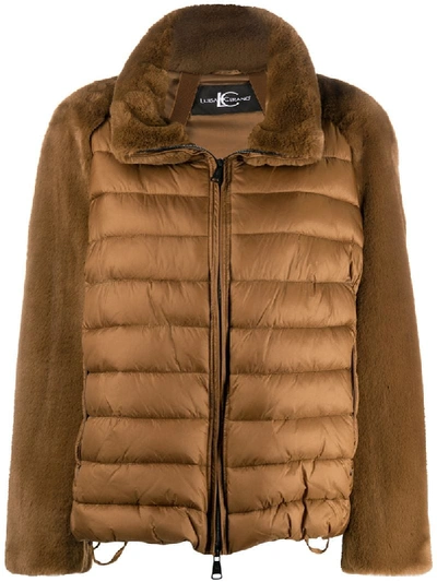 Shop Luisa Cerano Contrast Padded Jacket In Brown
