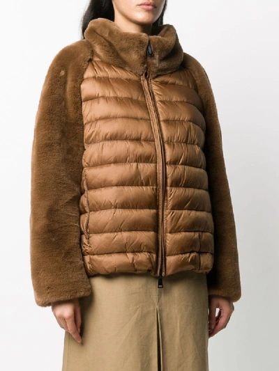 Shop Luisa Cerano Contrast Padded Jacket In Brown