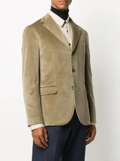 Shop Boglioli Velvet Effect Single-breasted Blazer In Neutrals