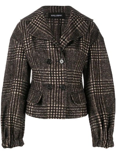 Shop Dolce & Gabbana Tweed Check Jacket In Brown