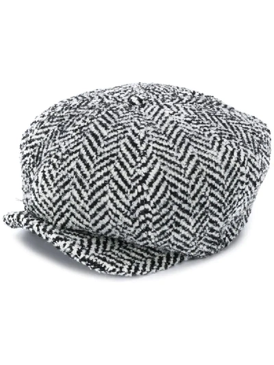 Shop Ermanno Scervino Herringbone Baker Boy Hat In Black