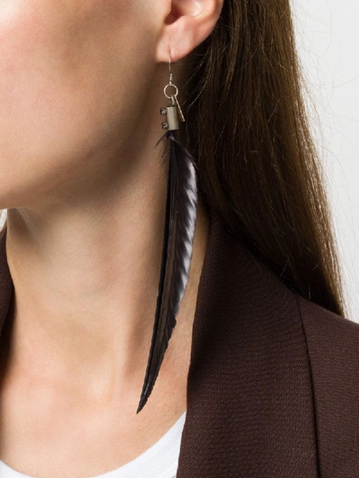 Shop Ann Demeulemeester Feather Pendant Single Earring In Black