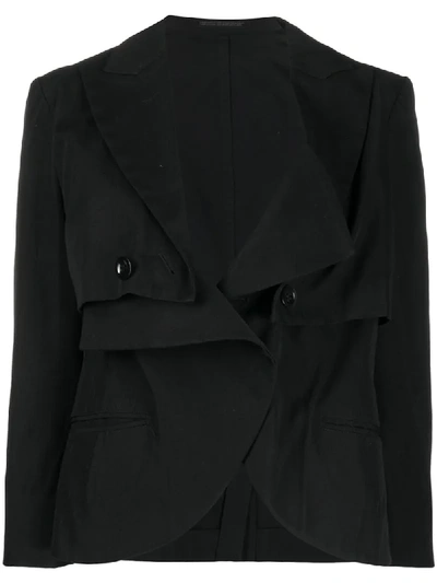 Pre-owned Yohji Yamamoto Asymmetric Lapels Jacket In Black