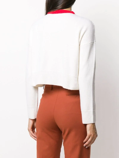 Shop Loewe Wool Cropped Jumper With Logo Embroidery In White