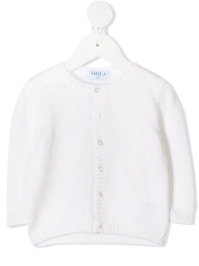 Shop Siola Button-up Round-neck Cardigan In White