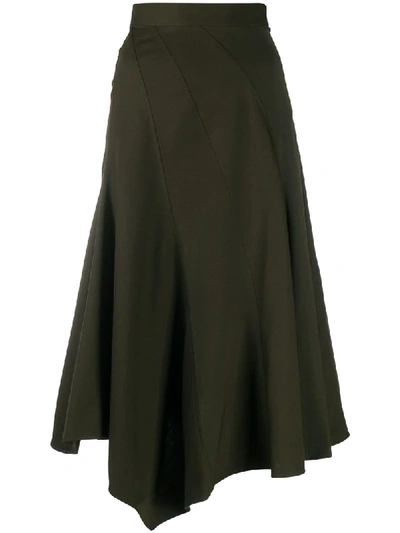 Shop Jw Anderson Spiral-seam Midi Skirt In Green
