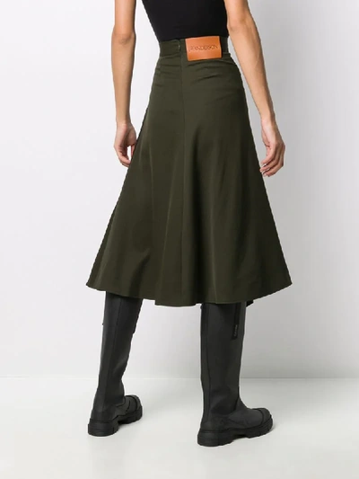 Shop Jw Anderson Spiral-seam Midi Skirt In Green