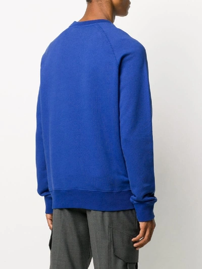 Shop Maison Kitsuné Logo-print Cotton Sweatshirt In Blue