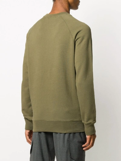 Shop Maison Kitsuné Parisien-embroidered Cotton Sweatshirt In Green