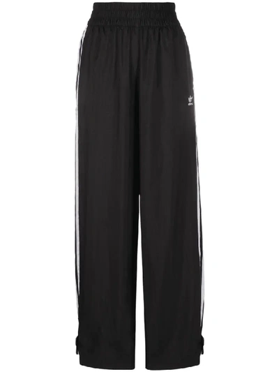 Adidas Originals Striped Stretch-knit Wide-leg Track Pants In Black |  ModeSens