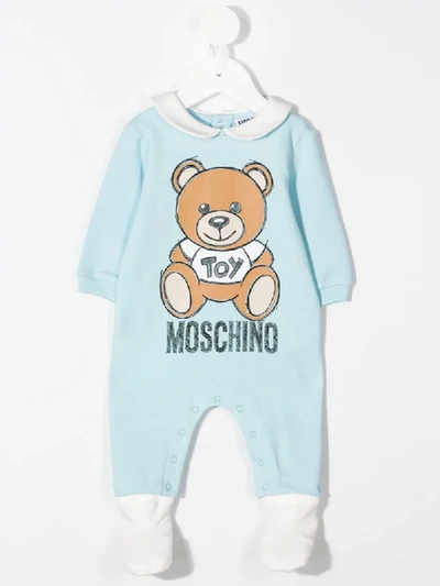 Shop Moschino Teddy Logo-print Pajama Set In Blue