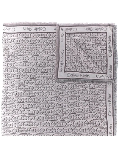 Shop Calvin Klein Geometric-print Squared Scarf In Neutrals