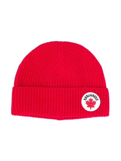 Shop Dsquared2 Rib Knit Beanie Hat In Red