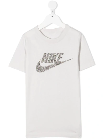 Shop Nike Speckled-logo Cotton T-shirt In Grey