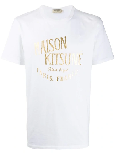 Shop Maison Kitsuné Palais Royal-print Cotton T-shirt In White