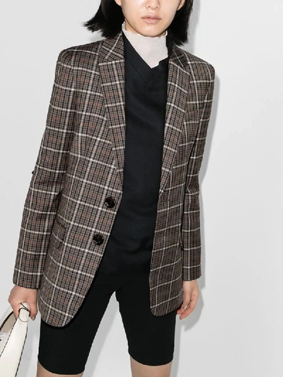 Shop Tibi Checked Pattern Blazer In Grey