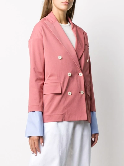 Shop Jejia Double-breasted Blazer In Pink