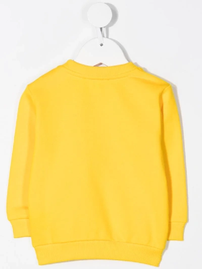 Shop Balmain Embossed Logo Cotton Sweatshirt In Yellow