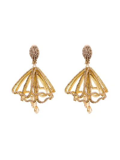 Shop Oscar De La Renta Pavé Crystal-embellished Petal Earrings In Gold