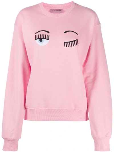 Shop Chiara Ferragni Flirting Embroidered Sweatshirt In Pink