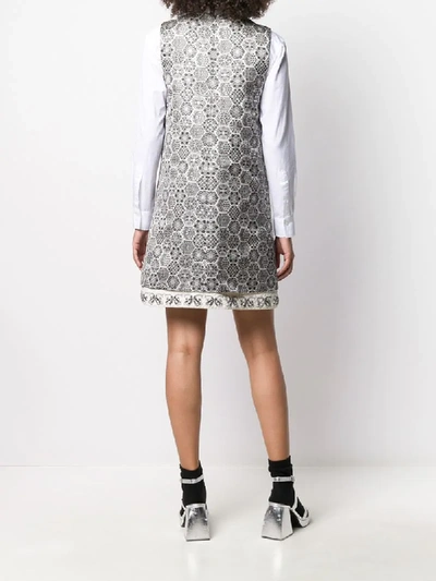 Pre-owned Gucci Geometric Print Bead Embroidered Dress In White