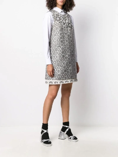 Pre-owned Gucci Geometric Print Bead Embroidered Dress In White