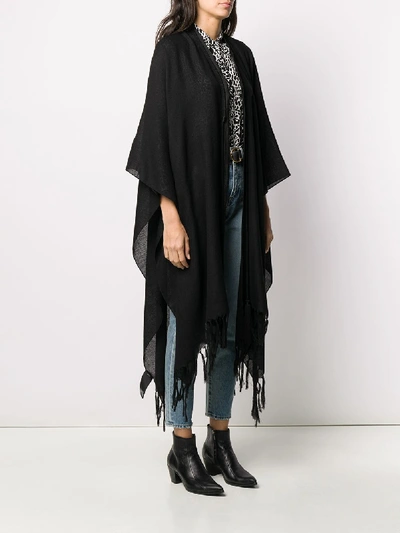 Shop Saint Laurent Wool Poncho In Black