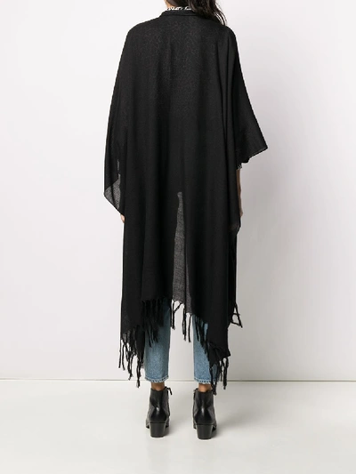 Shop Saint Laurent Wool Poncho In Black