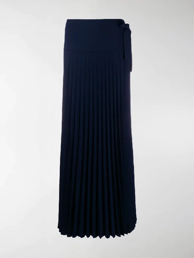 Shop Chloé Pleated Maxi Skirt In Blue