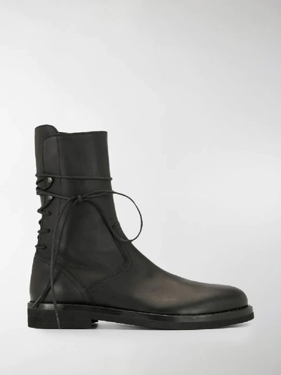 Shop Ann Demeulemeester Rear Lace-up Ankle Boots In Black