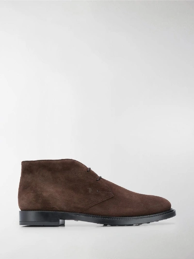 Shop Tod's Pebbled Sole Ankle Boots In Brown