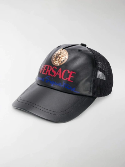 Shop Versace Logo-print Baseball Cap In Black