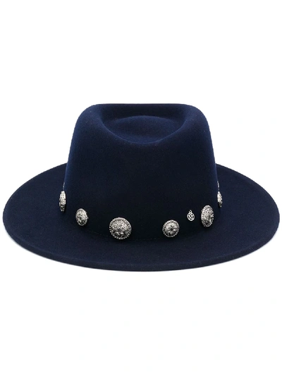 Shop Maison Michel Coin-embellished Fedora Hat In Blue
