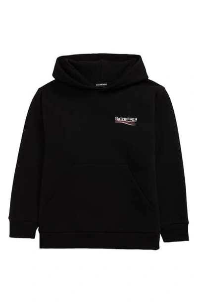 Shop Balenciaga Campaign Logo Hooded Sweatshirt In Black/ White