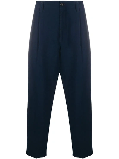 Shop Issey Miyake Pleat-front Loose Trousers In Blue