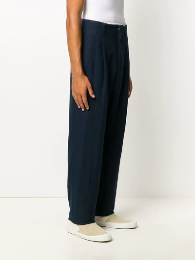 Shop Issey Miyake Pleat-front Loose Trousers In Blue