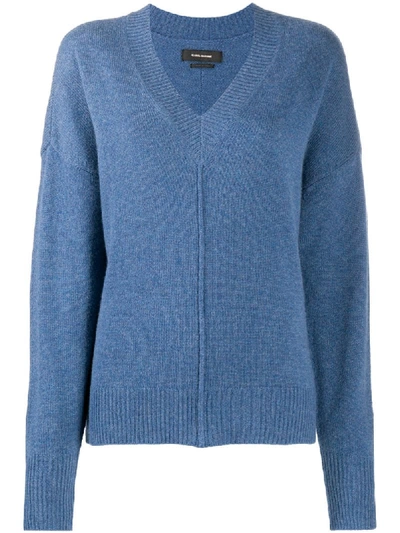 Shop Isabel Marant Cashmere-mix V-neck Knit Jumper In Blue