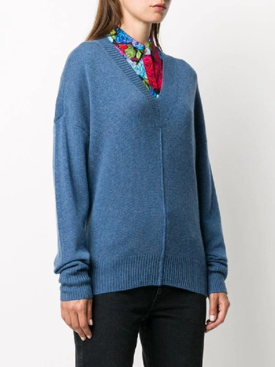 Shop Isabel Marant Cashmere-mix V-neck Knit Jumper In Blue