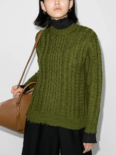 Shop Tibi Nuage Cable Knit Jumper In Green