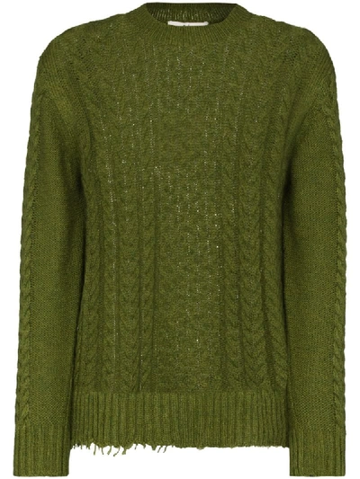 Shop Tibi Nuage Cable Knit Jumper In Green