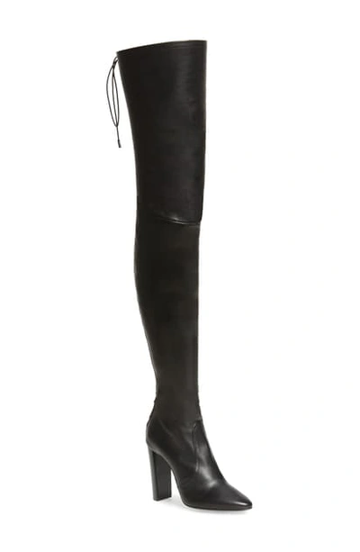 Shop Saint Laurent Moon Leather Over The Knee Boot In Black