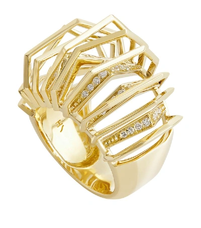 Shop Hstern Yellow Gold And Diamond Silk Ring