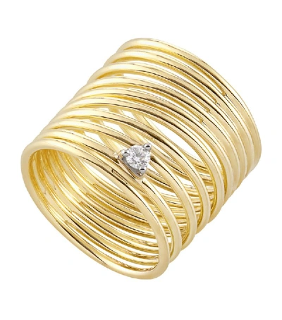 Shop Hstern Yellow Gold And Diamond Geometric Code Ring