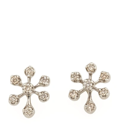 Shop Hstern Noble Gold And Diamond Snow Flake Earrings