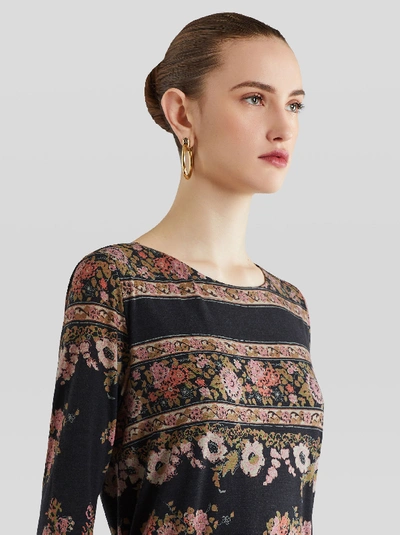 Shop Etro Floral Pattern Jersey Dress In Black