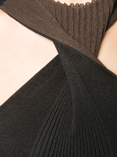 Shop Bottega Veneta Cotton-silk Blend Halterneck Fringed Top In Black