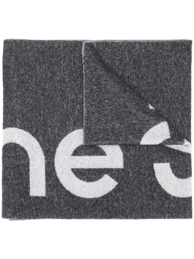 Shop Acne Studios Logo Wool Scarf In Black