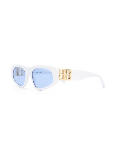 Shop Balenciaga Dynasty D-fram Sunglasses In White